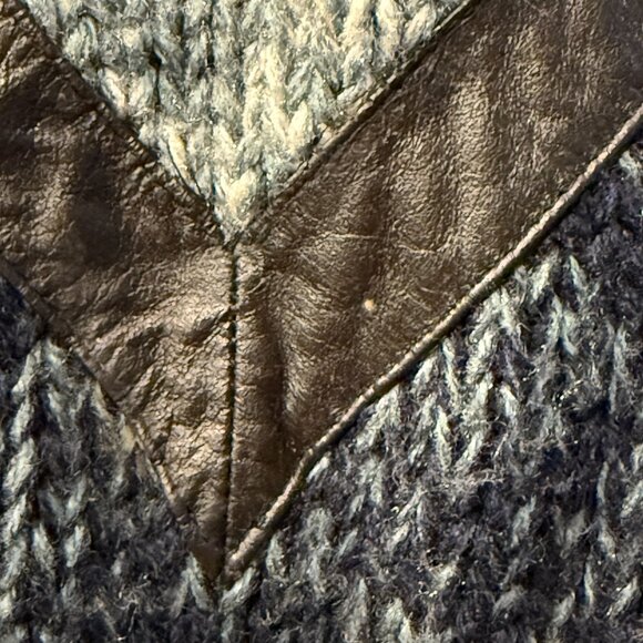 Vintage Pacific Club Chunky Knit Sweater with Leather Trim (L) - Picture 6 of 11
